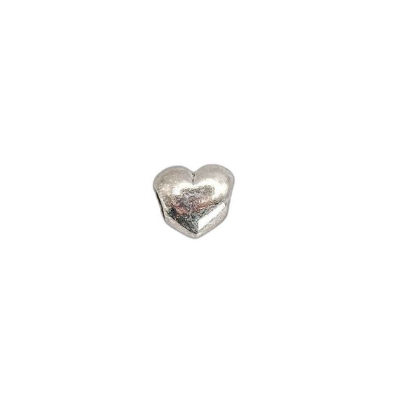 Pandora Silver Puffed Smooth Heart Authentic Retired Charm - Picture 1 of 4
